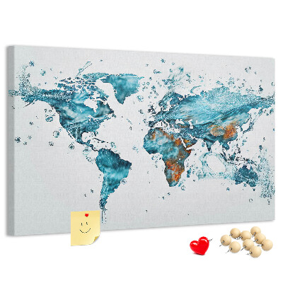 Korková nástenka na stenu Akvarelová mapa sveta.