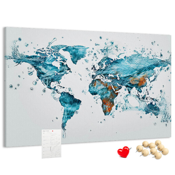 Korková nástenka na stenu Akvarelová mapa sveta.
