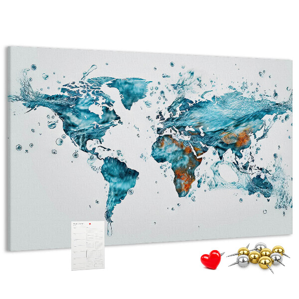 Korková nástenka na stenu Akvarelová mapa sveta.