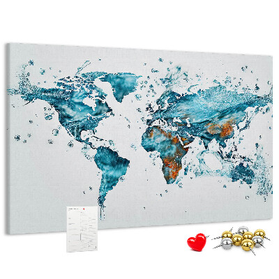 Korková nástenka na stenu Akvarelová mapa sveta.