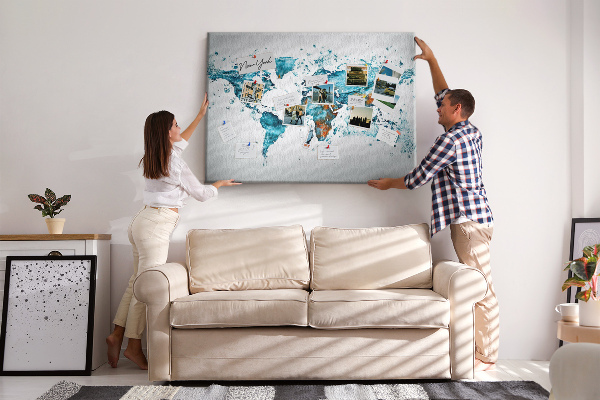 Korková nástenka na stenu Akvarelová mapa sveta.