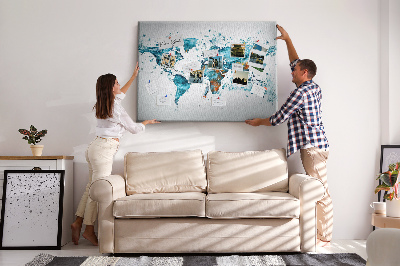 Korková nástenka na stenu Akvarelová mapa sveta.