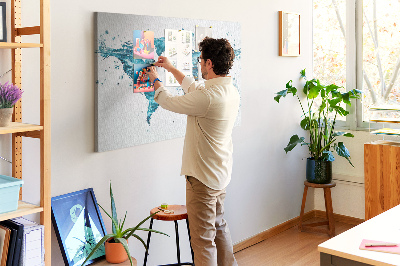 Korková nástenka na stenu Akvarelová mapa sveta.