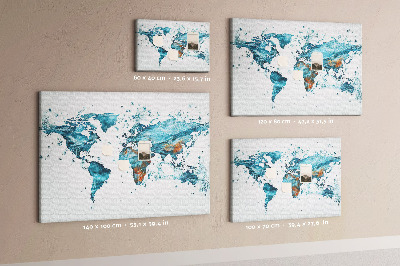 Korková nástenka na stenu Akvarelová mapa sveta.