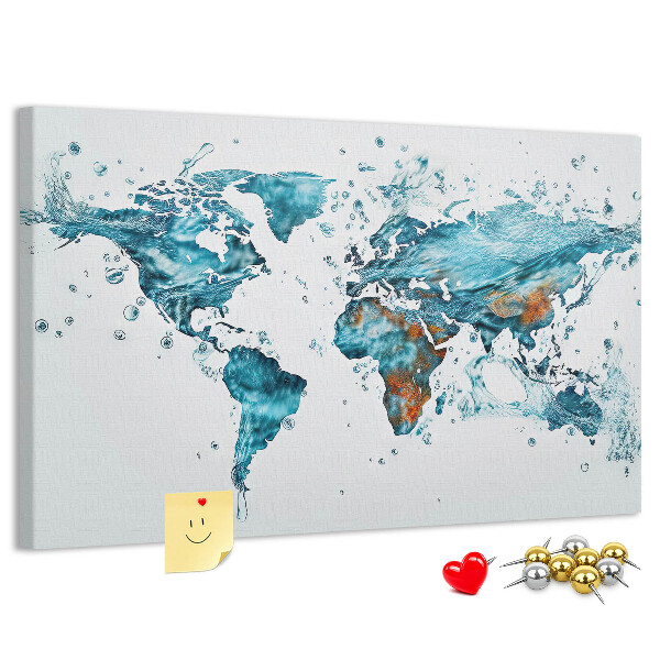 Korková nástenka na stenu Akvarelová mapa sveta.