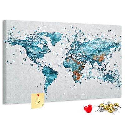 Korková nástenka na stenu Akvarelová mapa sveta.