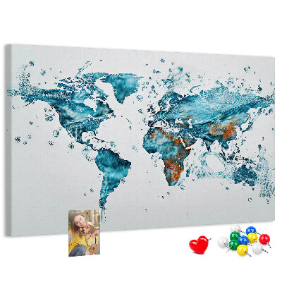 Korková nástenka na stenu Akvarelová mapa sveta.