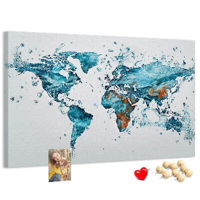 Korková nástenka na stenu Akvarelová mapa sveta.