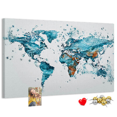 Korková nástenka na stenu Akvarelová mapa sveta.
