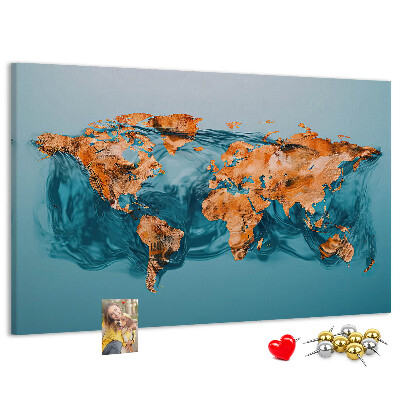 Korková tabuľa Mapa sveta v vlniacej sa vode