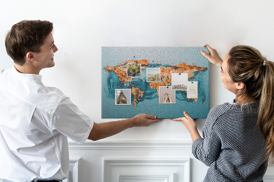 Korková tabuľa Mapa sveta v vlniacej sa vode