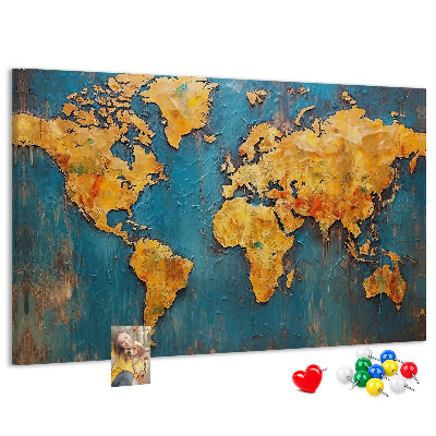 Nástenka Mapa sveta v teplých odtieňoch hnedej.