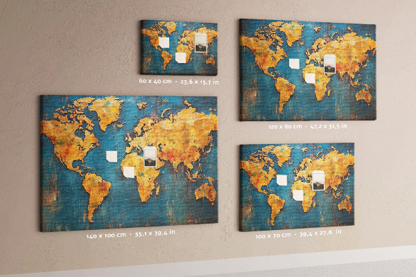 Nástenka Mapa sveta v teplých odtieňoch hnedej.