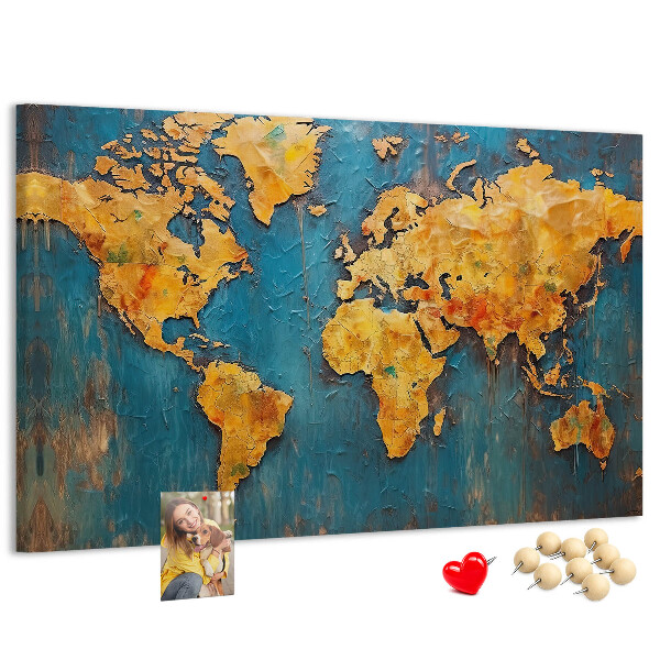 Nástenka Mapa sveta v teplých odtieňoch hnedej.