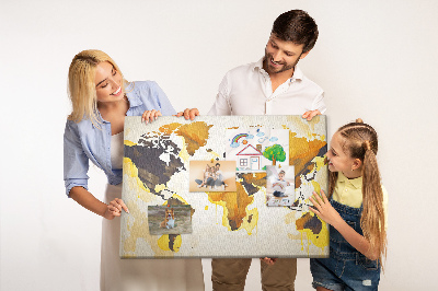 Korková nástenka na stenu Abstraktná mapa sveta v teplých farbách