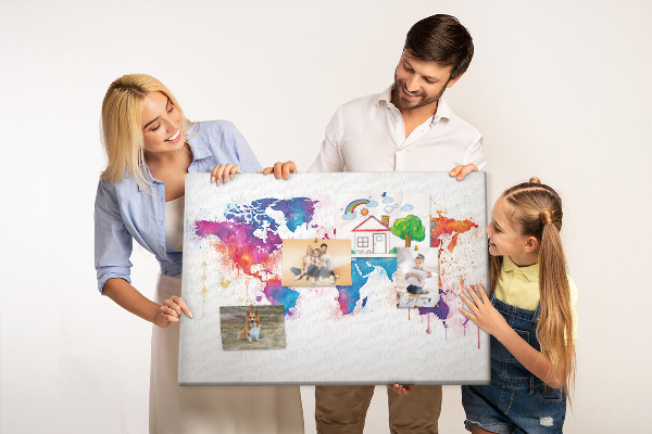 Korková tabuľa Farebná akvarelová mapa sveta