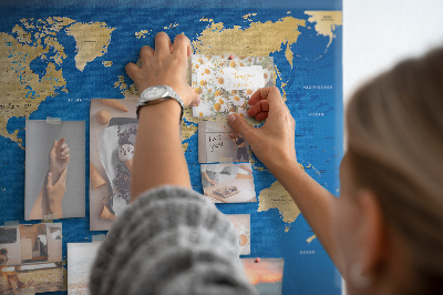 Korková tabuľa Mapa sveta s farebnými špendlíkmi