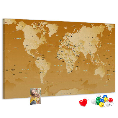 Nástenka Mapa sveta v odtieňoch hnedej