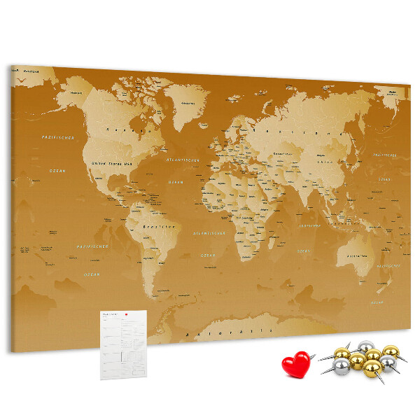 Nástenka Mapa sveta v odtieňoch hnedej