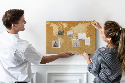 Nástenka Mapa sveta v odtieňoch hnedej