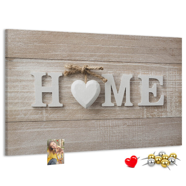 Korková nástenka na stenu Štýlový nápis HOME so srdcom