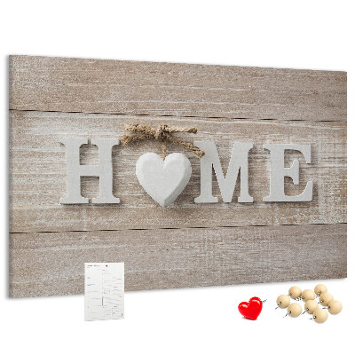 Korková nástenka na stenu Štýlový nápis HOME so srdcom