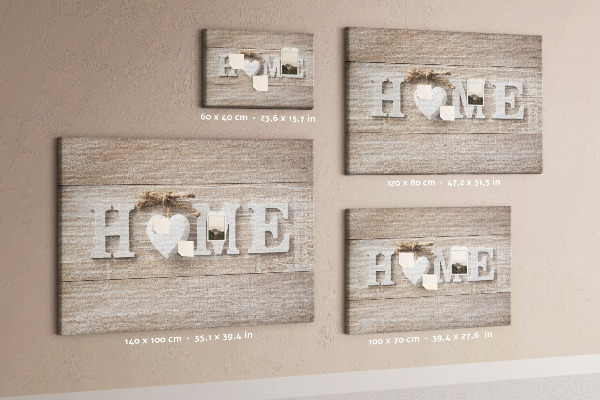 Korková nástenka na stenu Štýlový nápis HOME so srdcom