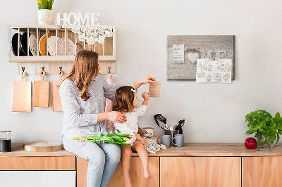 Korková nástenka na stenu Štýlový nápis HOME so srdcom