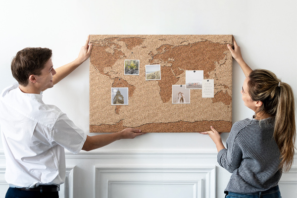 Nástenka Mapa sveta z prírodného korku