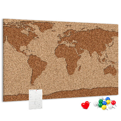 Nástenka Mapa sveta z prírodného korku