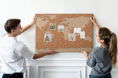 Korková tabuľa Mapa sveta na korkovej tabuli