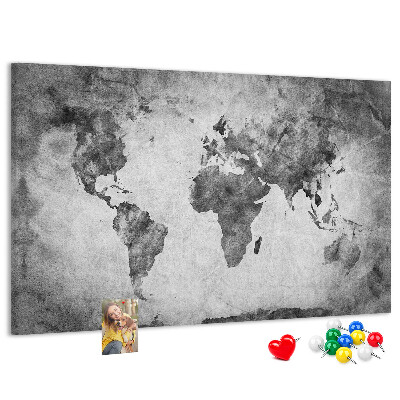 Korková tabuľa Staromódna mapa sveta v odtieňoch sivej