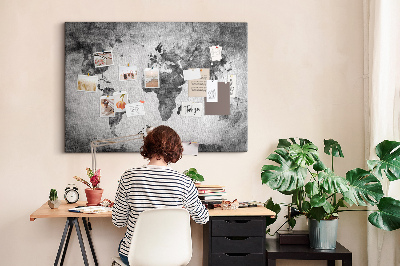 Korková tabuľa Staromódna mapa sveta v odtieňoch sivej