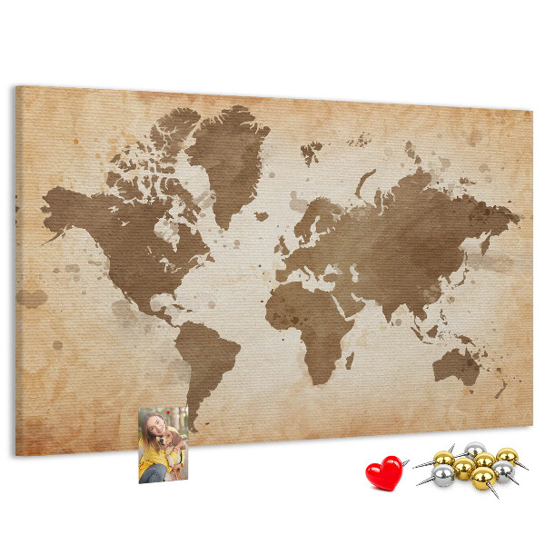 Nástenka Mapa sveta v odtieňoch hnedej