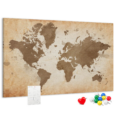 Nástenka Mapa sveta v odtieňoch hnedej