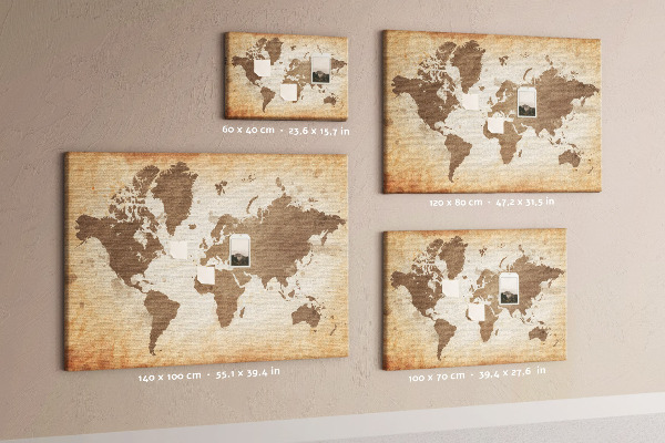 Nástenka Mapa sveta v odtieňoch hnedej