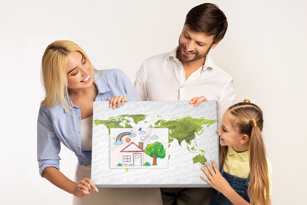 Korková nástenka na stenu Zelená mapa sveta s akvarelovým efektom