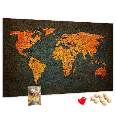 Korková tabuľa Stará mapa sveta v teplých odtieňoch