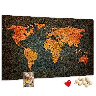 Korková tabuľa Stará mapa sveta v teplých odtieňoch