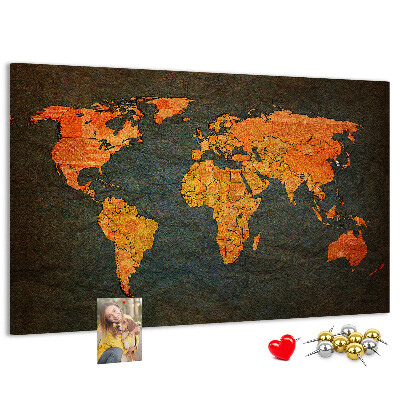 Korková tabuľa Stará mapa sveta v teplých odtieňoch