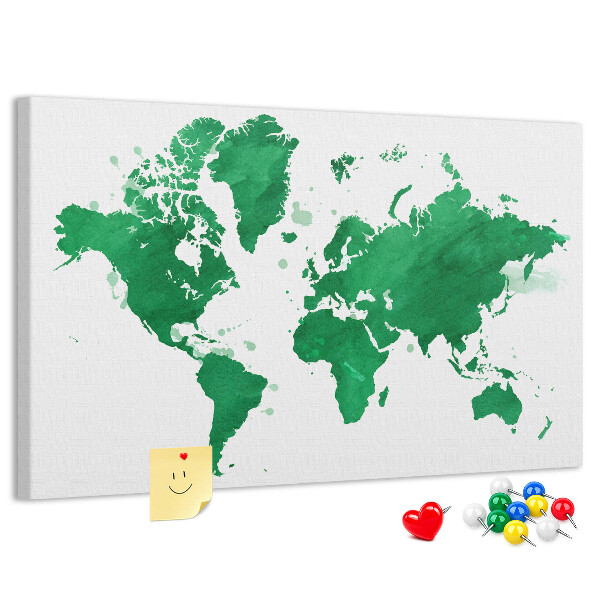 Nástenka Zelená akvarelová mapa sveta