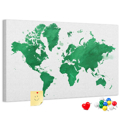 Nástenka Zelená akvarelová mapa sveta