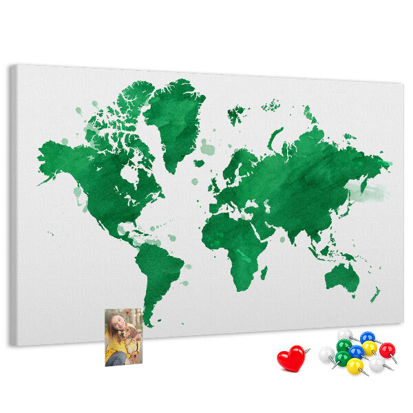 Nástenka Zelená akvarelová mapa sveta