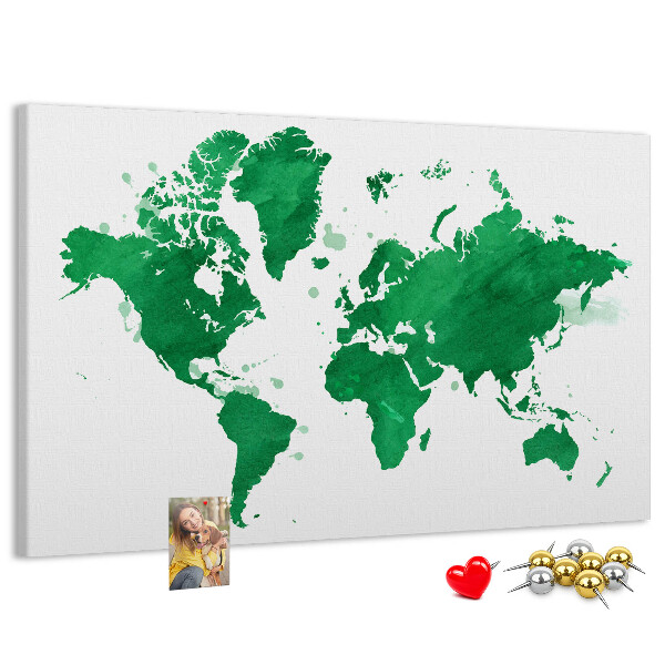Nástenka Zelená akvarelová mapa sveta