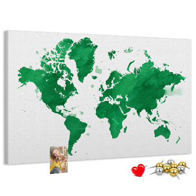 Nástenka Zelená akvarelová mapa sveta