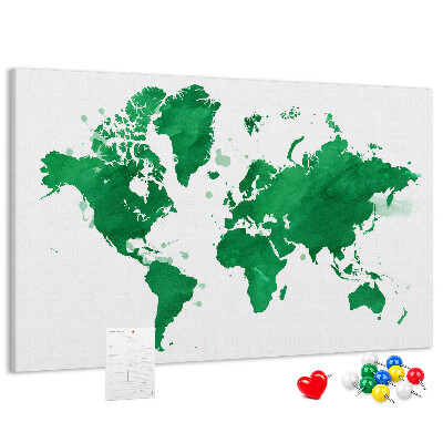 Nástenka Zelená akvarelová mapa sveta