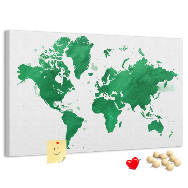 Nástenka Zelená akvarelová mapa sveta