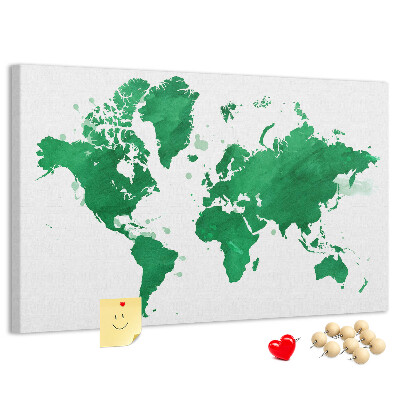 Nástenka Zelená akvarelová mapa sveta