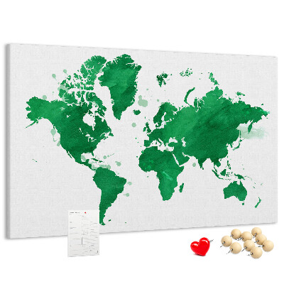Nástenka Zelená akvarelová mapa sveta