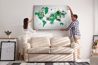 Nástenka Zelená akvarelová mapa sveta